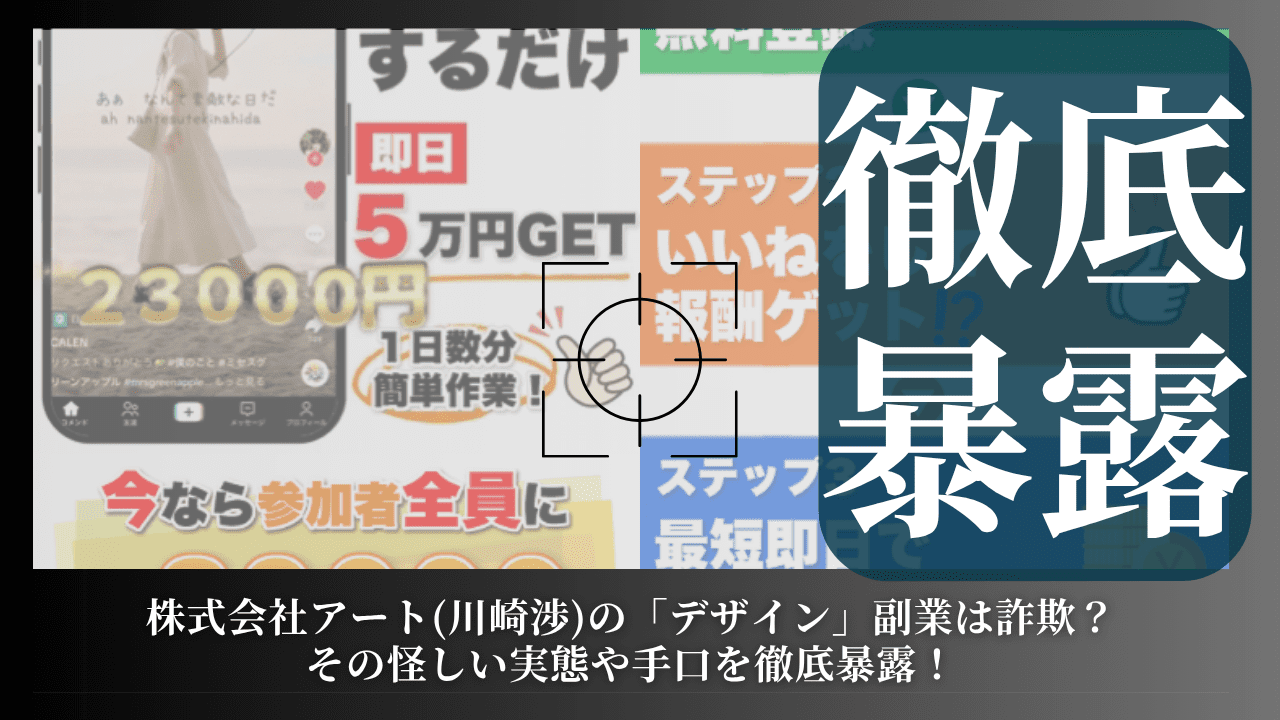 株式会社アート(川崎渉)の「デザイン」副業は詐欺？その怪しい実態や手口を徹底暴露！