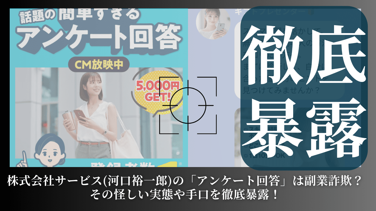 株式会社サービス(河口裕一郎)の「アンケート回答」は副業詐欺？その怪しい実態や手口を徹底暴露！