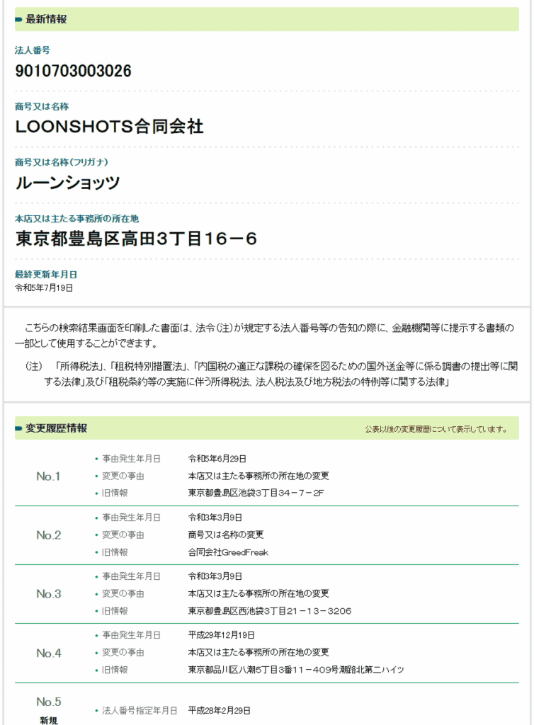 LOONSHOTS合同会社