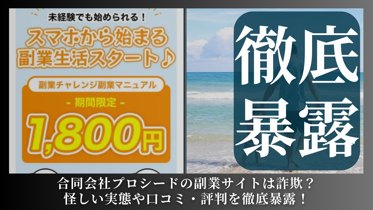 合同会社プロシード｜船橋竜瑛が運営する副業サイトは副業詐欺？怪しい実態や手口を徹底暴露！